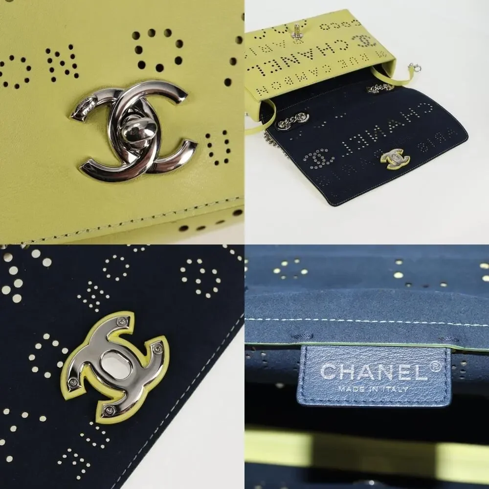 Chanel Leather Chain Shoulder Bag Yellow